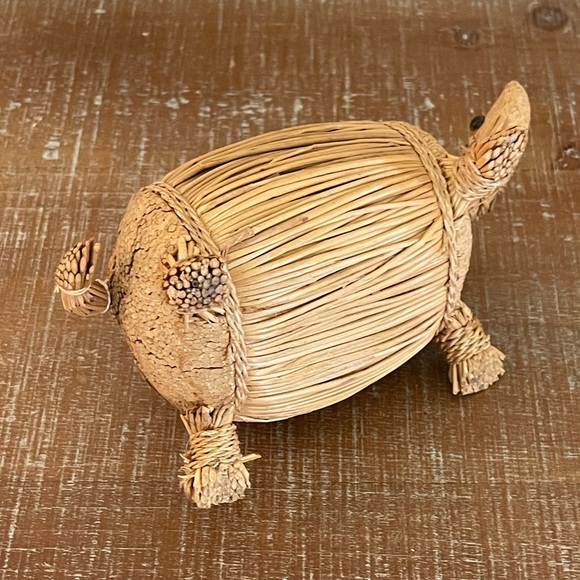 Vintage Hand Woven Grass Straw Turtle Figure Sea Turtle - Picture 6 of 6
